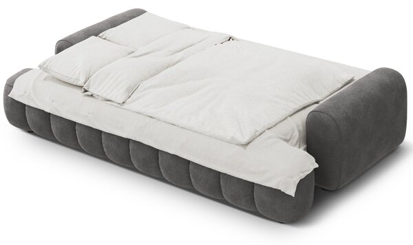 -25 % Dny MOMENTI– Cosmopolitan Design Šedá sametová rozkládací pohovka Linz 250 cm