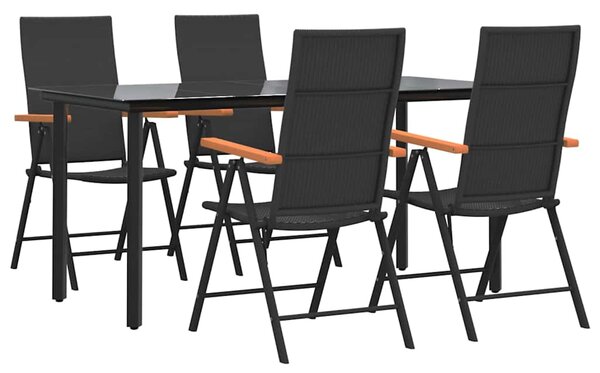 5dílný zahradní jídelní set černý a hnědý polyratan 3156520