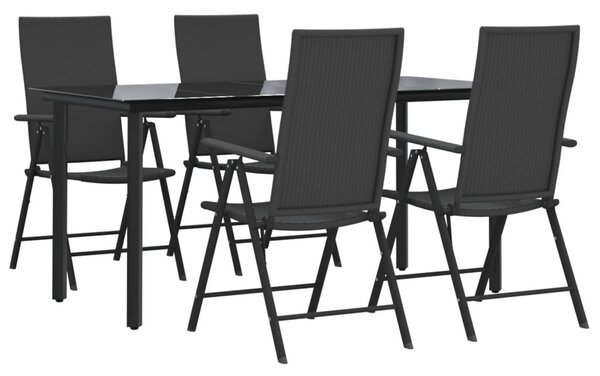 5dílný zahradní jídelní set černý polyratan 3156512