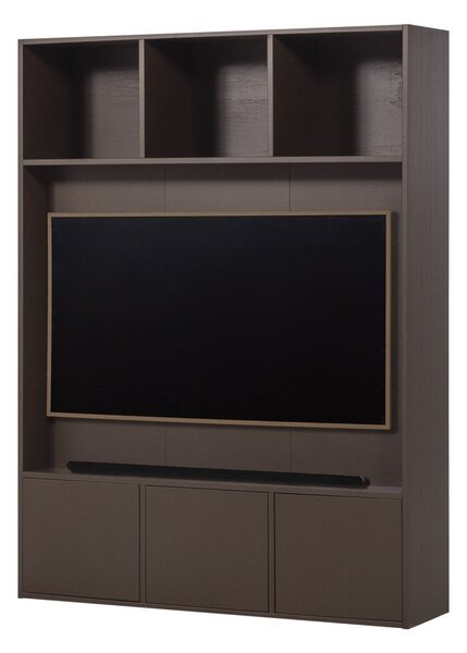 Tmavě hnědá TV sestava z borovicového dřeva 160x215x40 cm Meggy – WOOOD