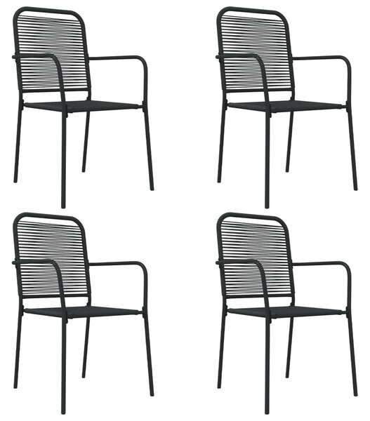 5dílný zahradní jídelní set černý bavlněné lano a ocel 3156536