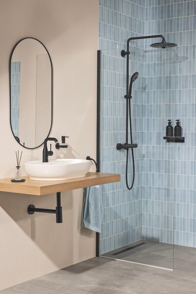 Grohe Vitalio Joy sprchová sada na stěnu s termostatem s dešťovou sprchou černá 264032432