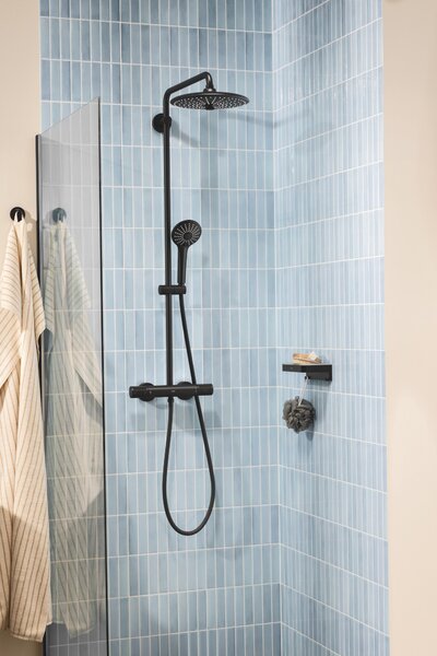Grohe Vitalio Joy sprchová sada na stěnu s termostatem s dešťovou sprchou černá 264032432