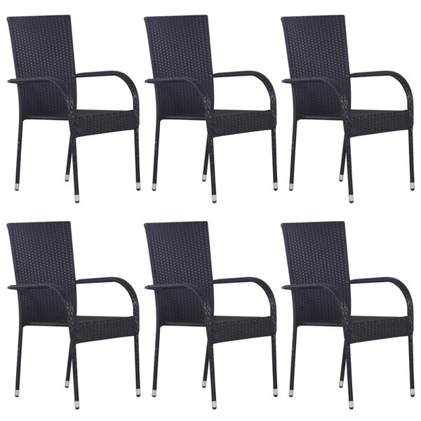 7dílný zahradní jídelní set černý polyratan 3156657