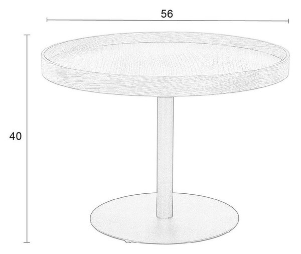Černý kulatý konferenční stolek s deskou v dubovém dekoru ø 56 cm Yuri M – White Label
