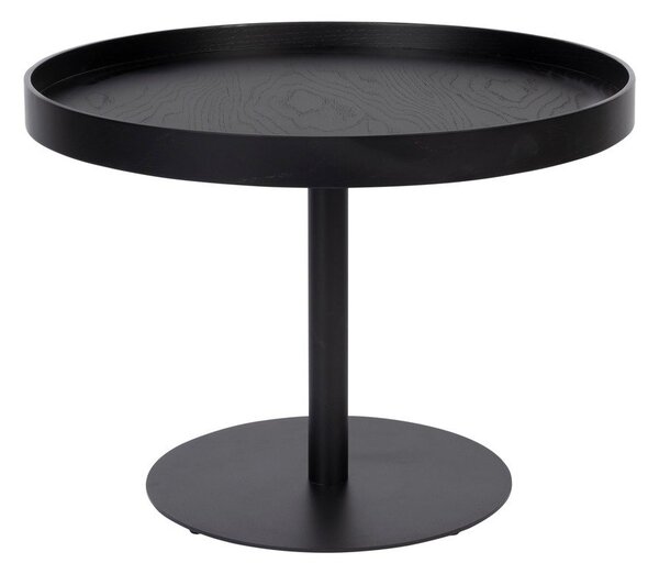 Černý kulatý konferenční stolek s deskou v dubovém dekoru ø 56 cm Yuri M – White Label