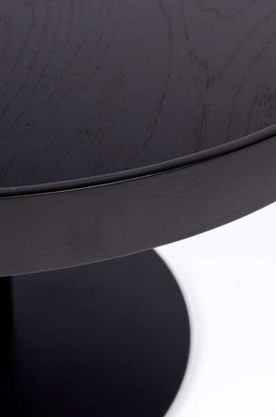 Černý kulatý konferenční stolek s deskou v dubovém dekoru ø 56 cm Yuri M – White Label