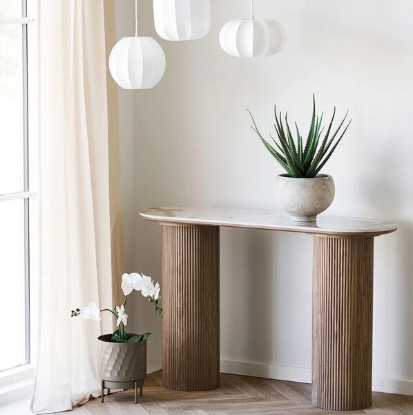 Nordic Living Bílý keramický toaletní stolek Athena 120 x 40 cm