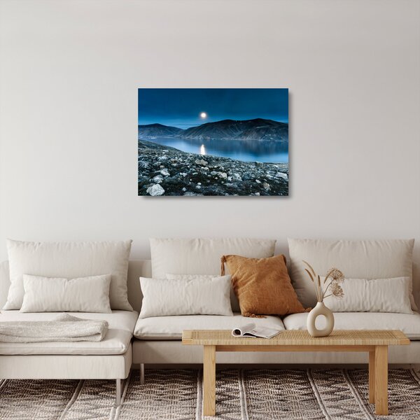 Skleněný obraz noční krajiny, Island (70x50 cm)