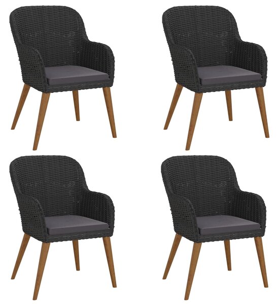 5dílný zahradní jídelní set s poduškami černý 3156718