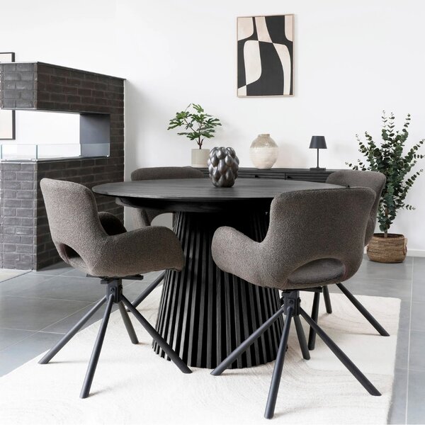 Nordic Living Černý rozkládací jídelní stůl Osaika 120/240 x 120 cm