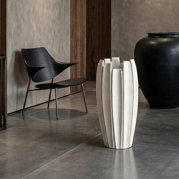 Dekorativní květináč Linea 35 × 65 cm beige - 51 - 70 cm - Skleněná vlákna - 31 do 50cm