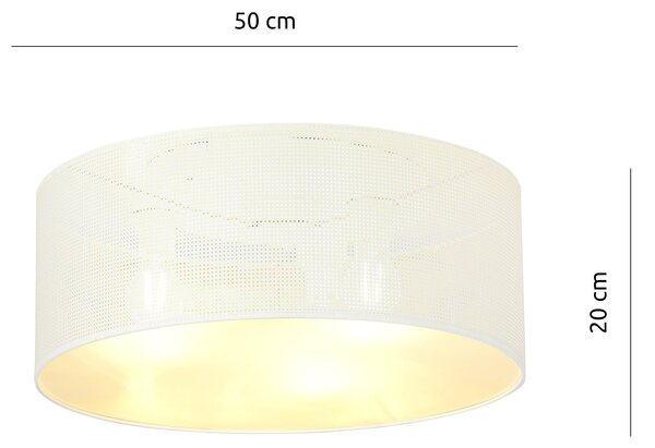 Stropní svítidlo ASTON 3 – bílé, zlatá textilní stínidla, 3× E27, šířka 50 cm