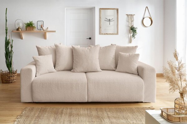 -25 % Dny MOMENTI– Bobochic Paris Béžová bouclé rozkládací pohovka Envy 245 cm