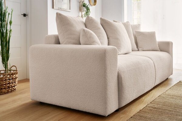 -25 % Dny MOMENTI– Bobochic Paris Béžová bouclé rozkládací pohovka Envy 245 cm