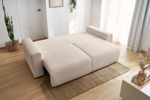 -25 % Dny MOMENTI– Bobochic Paris Béžová bouclé rozkládací pohovka Envy 245 cm