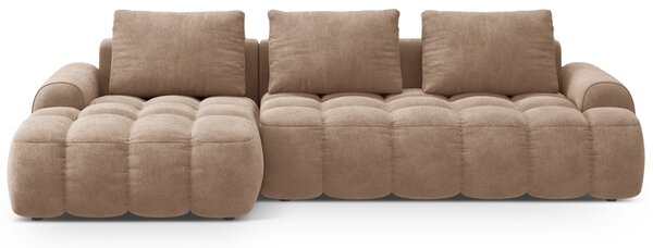 -25 % Dny MOMENTI– Cosmopolitan Design Tmavě béžová sametová rozkládací pohovka Linz 275 cm, levá