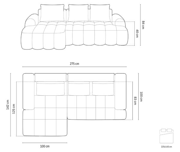 -25 % Dny MOMENTI– Cosmopolitan Design Tmavě modrá sametová rozkládací pohovka Linz 275 cm, levá