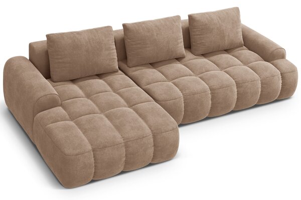 -25 % Dny MOMENTI– Cosmopolitan Design Tmavě béžová sametová rozkládací pohovka Linz 275 cm, levá