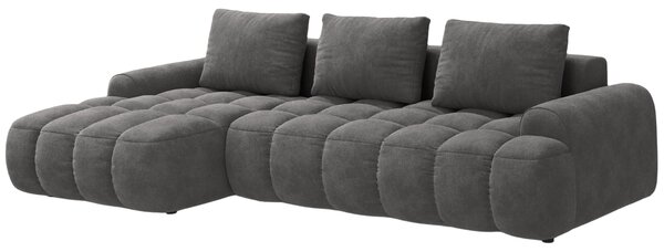 -25 % Dny MOMENTI– Cosmopolitan Design Šedá sametová rozkládací pohovka Linz 275 cm, levá