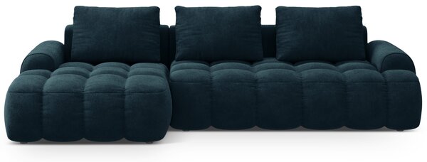 -25 % Dny MOMENTI– Cosmopolitan Design Tmavě modrá sametová rozkládací pohovka Linz 275 cm, levá