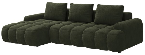 -25 % Dny MOMENTI– Cosmopolitan Design Zelená sametová rozkládací pohovka Linz 275 cm, levá
