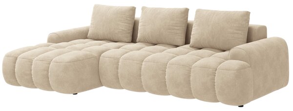 -25 % Dny MOMENTI– Cosmopolitan Design Světle béžová sametová rozkládací pohovka Linz 275 cm, levá