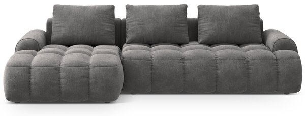 -25 % Dny MOMENTI– Cosmopolitan Design Šedá sametová rozkládací pohovka Linz 275 cm, levá