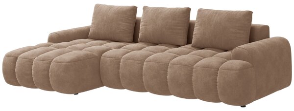 -25 % Dny MOMENTI– Cosmopolitan Design Tmavě béžová sametová rozkládací pohovka Linz 275 cm, levá