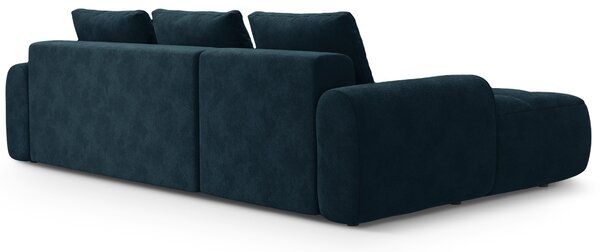 -25 % Dny MOMENTI– Cosmopolitan Design Tmavě modrá sametová rozkládací pohovka Linz 275 cm, levá