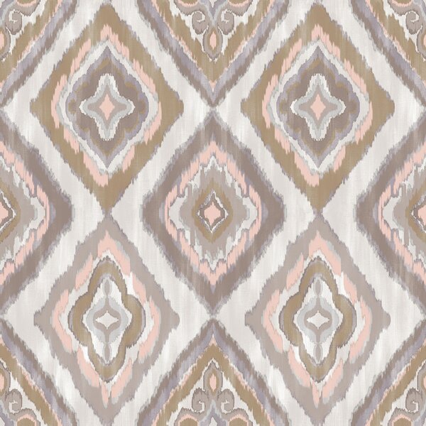 Vliesová tapeta na zeď, růžová, šedá, imitace látky, AU41403, Aurelia, Prestige Wallcoverings