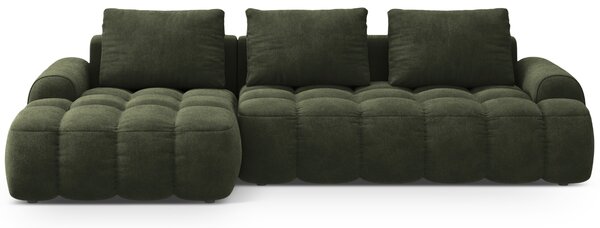 -25 % Dny MOMENTI– Cosmopolitan Design Zelená sametová rozkládací pohovka Linz 275 cm, levá