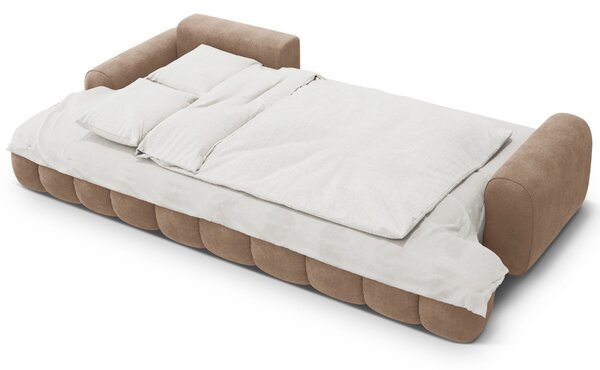 -25 % Dny MOMENTI– Cosmopolitan Design Tmavě béžová sametová rozkládací pohovka Linz 275 cm, levá