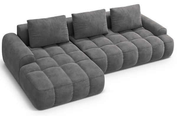 -25 % Dny MOMENTI– Cosmopolitan Design Šedá sametová rozkládací pohovka Linz 275 cm, levá