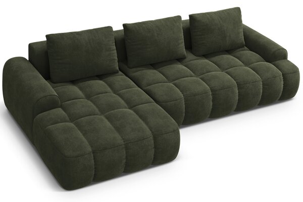 -25 % Dny MOMENTI– Cosmopolitan Design Zelená sametová rozkládací pohovka Linz 275 cm, levá