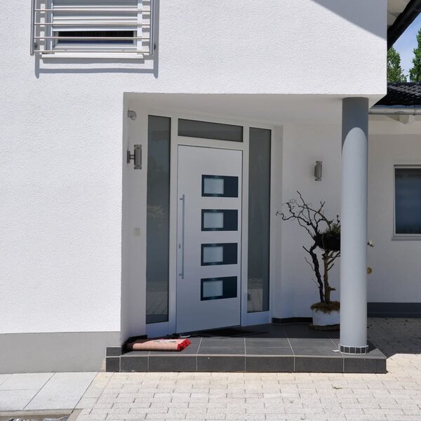 Vchodové dveře bílé 100 x 210 cm hliník a PVC 3157066