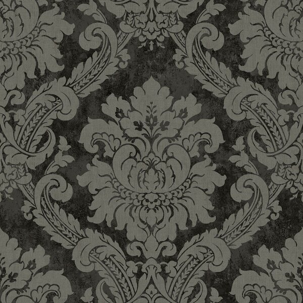 Vliesová tapeta na zeď, černá, šedá, damaškový vzor, AU41005, Aurelia, Prestige Wallcoverings