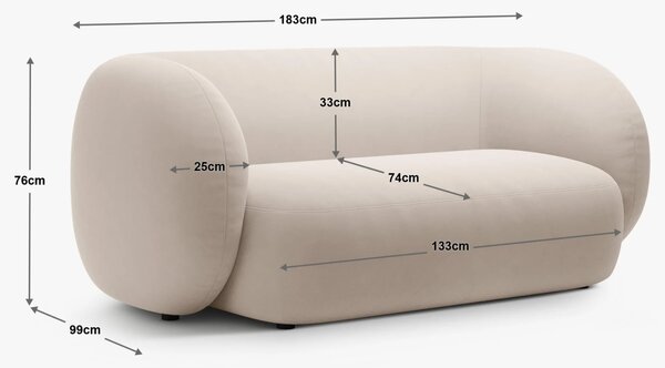 Micadoni Tmavě šedá bouclé dvoumístná pohovka Kate 183 cm
