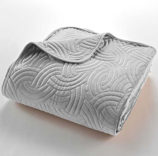 Šedý sametový set přehozu a povlaku na polštář 220x240 cm Solange – douceur d'intérieur