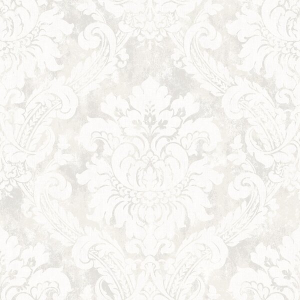 Vliesová tapeta na zeď, bílá, šedá, damaškový vzor, AU41001, Aurelia, Prestige Wallcoverings