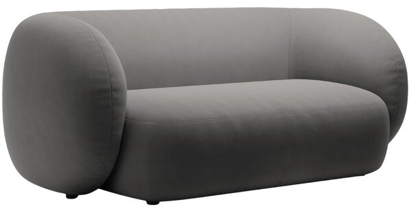Micadoni Tmavě šedá sametová dvoumístná pohovka Kate 183 cm