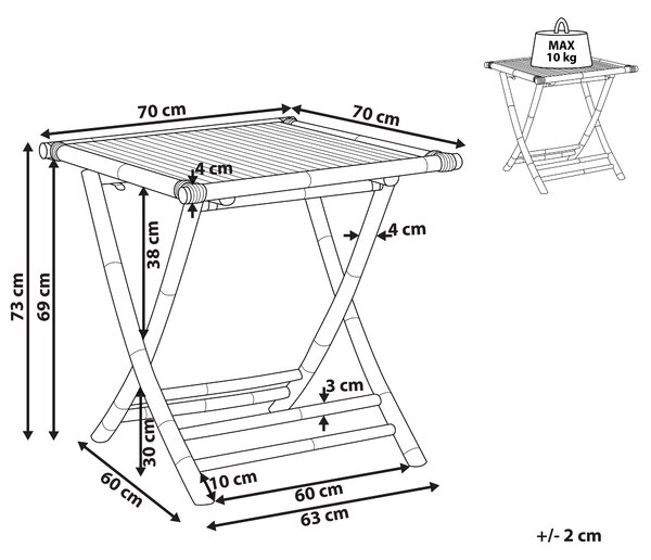 Bistro stolek MOLISE 70 cm 70 cm Bambus Hnědá