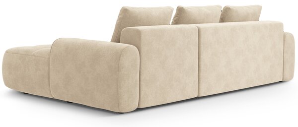 -25 % Dny MOMENTI– Cosmopolitan Design Světle béžová sametová rozkládací pohovka Linz 275 cm, pravá