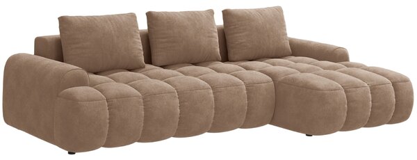 -25 % Dny MOMENTI– Cosmopolitan Design Tmavě béžová sametová rozkládací pohovka Linz 275 cm, pravá
