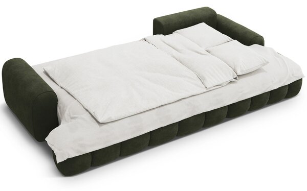 -25 % Dny MOMENTI– Cosmopolitan Design Zelená sametová rozkládací pohovka Linz 275 cm, pravá