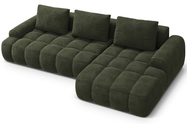 -25 % Dny MOMENTI– Cosmopolitan Design Zelená sametová rozkládací pohovka Linz 275 cm, pravá