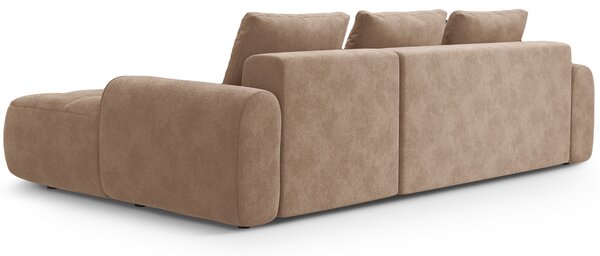 -25 % Dny MOMENTI– Cosmopolitan Design Tmavě béžová sametová rozkládací pohovka Linz 275 cm, pravá