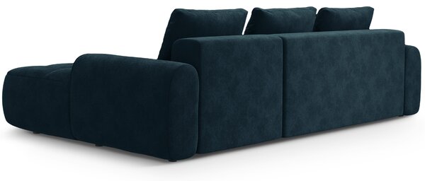 -25 % Dny MOMENTI– Cosmopolitan Design Tmavě modrá sametová rozkládací pohovka Linz 275 cm, pravá