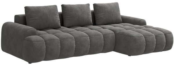 -25 % Dny MOMENTI– Cosmopolitan Design Šedá sametová rozkládací pohovka Linz 275 cm, pravá