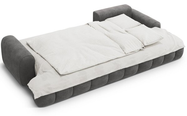 -25 % Dny MOMENTI– Cosmopolitan Design Šedá sametová rozkládací pohovka Linz 275 cm, pravá